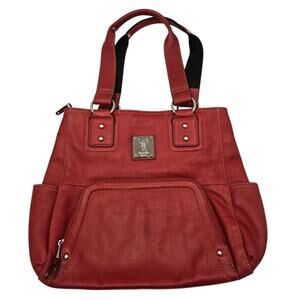 Tignanello Red Leather Satchel Shoulder Bag w/Inner & Outer Pockets EUC